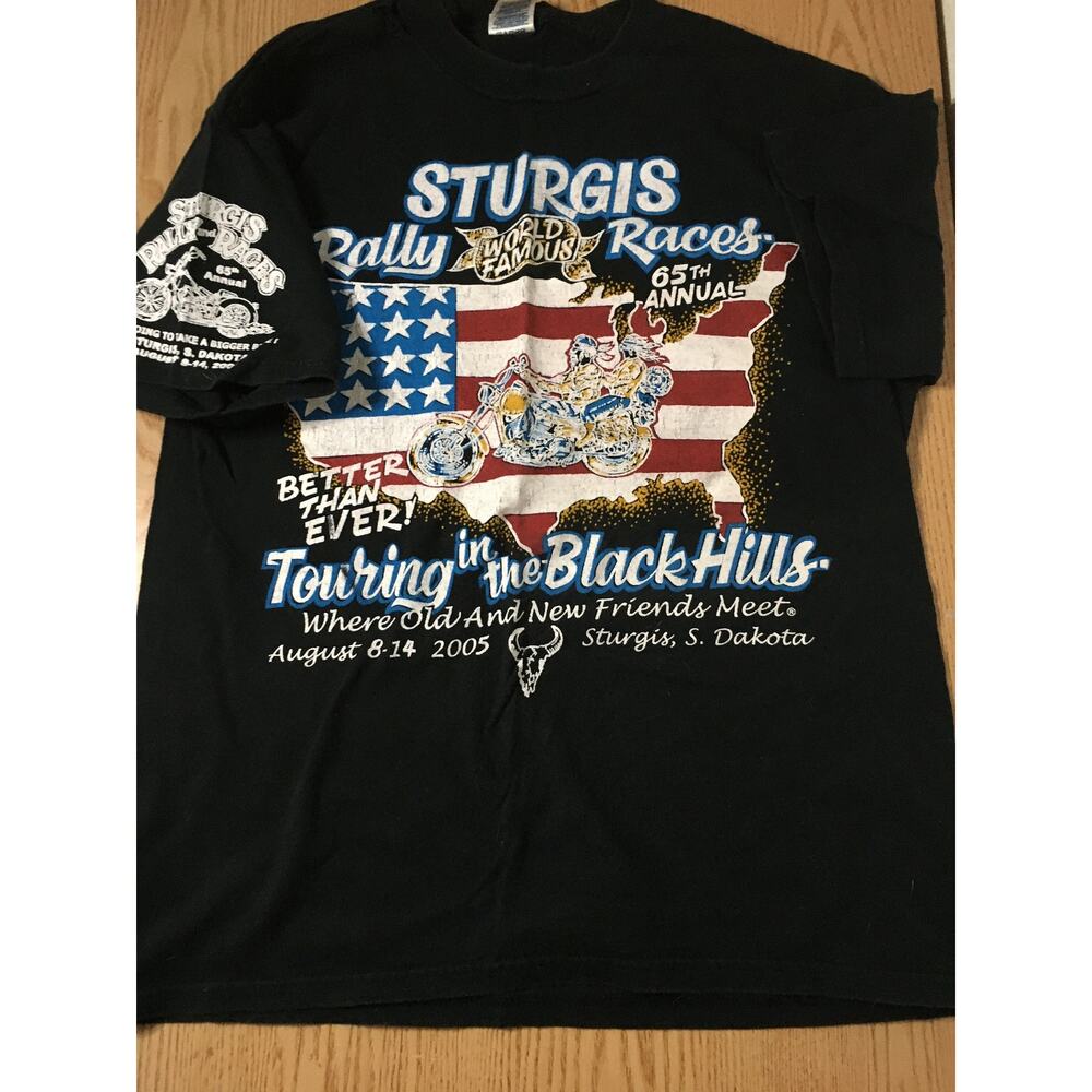 Mens Vintage Sturgis 2005 T-shirt 65th Annual Black size Medium